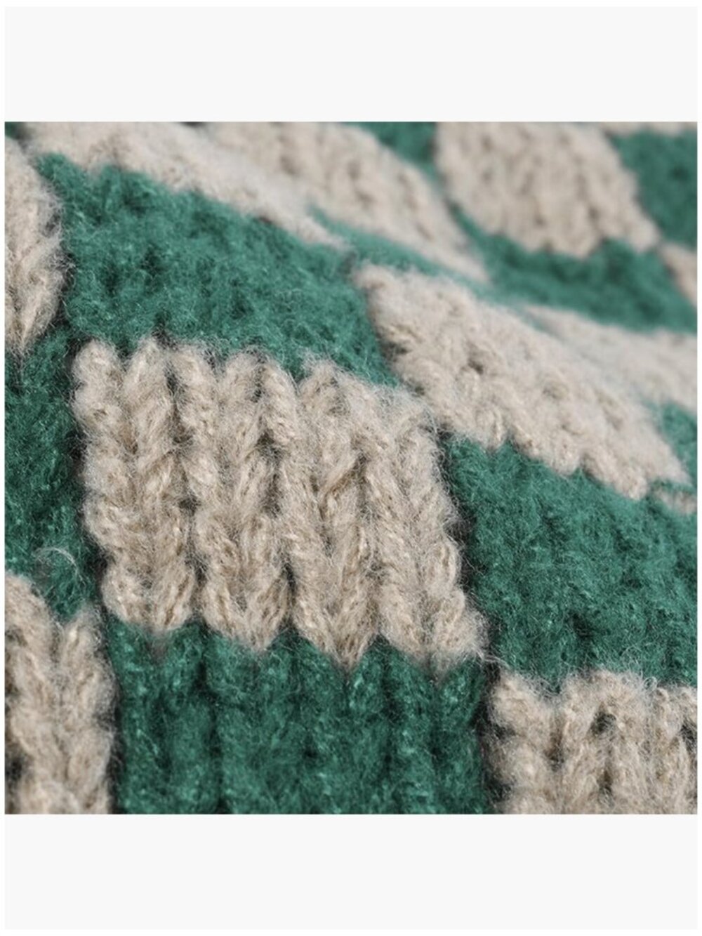 Acrylic Plaid Knit Beanie Hat, Unisex Winter Warm Soft Cuff - Picture 4 of 6